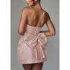 meilun Embroidered Dress Temperament Sexy Sheath Bow Mini Dress Graduation Evening Party Dinner(B-flesh Pink)