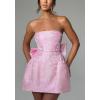 meilun Embroidered Dress Temperament Sexy Sheath Bow Mini Dress Graduation Evening Party Dinner(B-pink)