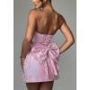 meilun Embroidered Dress Temperament Sexy Sheath Bow Mini Dress Graduation Evening Party Dinner(B-pink)