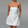 meilun Embroidered Dress Temperament Sexy Sheath Bow Mini Dress Graduation Evening Party Dinner(B-white)