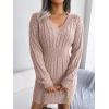 meilun Fitted Twist-Detail Pencil Skirt Dress V-Neck Fitted Casual Dress Fall/Winter(Pink)