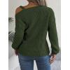 meilun Off Shoulder Bell Sleeve Pullover Sweater with Metal Buckles Daily(Green)