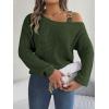 meilun Off Shoulder Bell Sleeve Pullover Sweater with Metal Buckles Daily(Green)