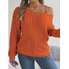 meilun Off Shoulder Bell Sleeve Pullover Sweater with Metal Buckles Daily(Orange)