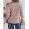 meilun Off Shoulder Bell Sleeve Pullover Sweater with Metal Buckles Daily(Pink)