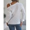 meilun Off Shoulder Bell Sleeve Pullover Sweater with Metal Buckles Daily(White)
