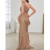 meilun One Shoulder Sequins Maxi Dress with Ruffle Wedding Guest Dress Side Slit Formal Prom Eevening Gowns