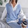 meilun Openwork Twist-Knit V-Neck Sweater Vest Casual, Professional, Daily Wear(Blue)