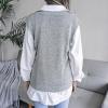 meilun Openwork Twist-Knit V-Neck Sweater Vest Casual, Professional, Daily Wear(Grey)