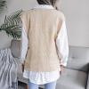 meilun Openwork Twist-Knit V-Neck Sweater Vest Casual, Professional, Daily Wear(Khaki)