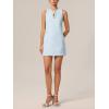 meilun Round Neck Sleeveless Hollow Out Sequin Mini Dress Evening Banquet Gown(Blue)