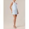 meilun Round Neck Sleeveless Hollow Out Sequin Mini Dress Evening Banquet Gown(Blue)