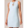 meilun Round Neck Sleeveless Hollow Out Sequin Mini Dress Evening Banquet Gown(Blue)