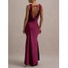 meilun Satin-Finish Fitted Bodycon Fishtail Dress with Backless Design(Rose)
