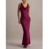 meilun Satin-Finish Fitted Bodycon Fishtail Dress with Backless Design(Rose)