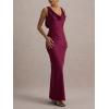 meilun Satin-Finish Fitted Bodycon Fishtail Dress with Backless Design(Rose)