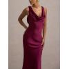 meilun Satin-Finish Fitted Bodycon Fishtail Dress with Backless Design(Rose)
