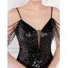 meilun Sequin Mini Party Dress with Bead Sleeve Elegant Dresses for Women Evening Gowns(A-black)