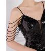 meilun Sequin Mini Party Dress with Bead Sleeve Elegant Dresses for Women Evening Gowns(A-black)
