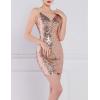 meilun Sequin Mini Party Dress with Bead Sleeve Elegant Dresses for Women Evening Gowns(A-champagne Gold)