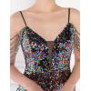 meilun Sequin Mini Party Dress with Bead Sleeve Elegant Dresses for Women Evening Gowns(A-multi-black)