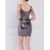 meilun Sequin Mini Party Dress with Bead Sleeve Elegant Dresses for Women Evening Gowns(A-multi-black)