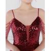meilun Sequin Mini Party Dress with Bead Sleeve Elegant Dresses for Women Evening Gowns(A-wine)