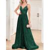 meilun Sleeveless V-Neck with Mesh Formal Long Dress Lace-up Backless Sequin Evening Gowns Wedding Guest Dress(A-green)
