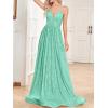 meilun Sleeveless V-Neck with Mesh Formal Long Dress Lace-up Backless Sequin Evening Gowns Wedding Guest Dress(A-lightgreen)