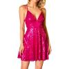 meilun Sparkly Glitter V Neck Mini Homecoming Dress for Teens Short Cocktail Party Dress A-line Sequins Prom Gown(A-rose)