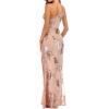 meilun Sparkly One Shoulder Sequin Formal Dress Evening Gowns High Slit Long Prom Dress(A-beige)