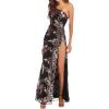 meilun Sparkly One Shoulder Sequin Formal Dress Evening Gowns High Slit Long Prom Dress(A-black)