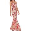 meilun Sparkly One Shoulder Sequin Formal Dress Evening Gowns High Slit Long Prom Dress(A-red)