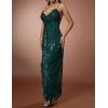 meilun Sparkly Spaghrtti Strap Sequin Formal Dress Evening Gowns High Slit Long Prom Wedding Guest Dress(A-green)