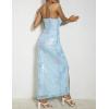 meilun Sparkly Spaghrtti Strap Sequin Formal Dress Evening Gowns High Slit Long Prom Wedding Guest Dress(A-lightblue)