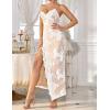 meilun Sparkly Spaghrtti Strap Sequin Formal Dress Evening Gowns High Slit Long Prom Wedding Guest Dress(A-offwhite)