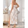 meilun Sparkly Spaghrtti Strap Sequin Formal Dress Evening Gowns High Slit Long Prom Wedding Guest Dress(A-offwhite)