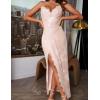meilun Sparkly Spaghrtti Strap Sequin Formal Dress Evening Gowns High Slit Long Prom Wedding Guest Dress(A-pink)