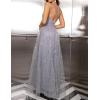 meilun Sparkly V Neck Sleeveless Maxi Dress for Women Chiffon A-line Prom Evening Gowns with Slit(A-grey)