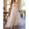 meilun Sparkly V Neck Sleeveless Maxi Dress for Women Chiffon A-line Prom Evening Gowns with Slit(A-offwhite)