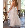 meilun Sparkly V Neck Sleeveless Maxi Dress for Women Chiffon A-line Prom Evening Gowns with Slit(A-offwhite)