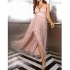 meilun Sparkly V Neck Sleeveless Maxi Dress for Women Chiffon A-line Prom Evening Gowns with Slit(A-pink)