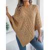 meilun Twisted-Knit Oversized Cape Sweater Elegant Casual Solid-Color Jacket(Khaki)