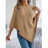 meilun Twisted-Knit Oversized Cape Sweater Elegant Casual Solid-Color Jacket(Khaki)