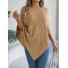 meilun Twisted-Knit Oversized Cape Sweater Elegant Casual Solid-Color Jacket(Khaki)