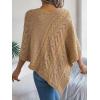 meilun Twisted-Knit Oversized Cape Sweater Elegant Casual Solid-Color Jacket(Khaki)