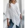 meilun Twisted-Knit Oversized Cape Sweater Elegant Casual Solid-Color Jacket(White)