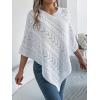 meilun Twisted-Knit Oversized Cape Sweater Elegant Casual Solid-Color Jacket(White)