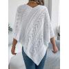 meilun Twisted-Knit Oversized Cape Sweater Elegant Casual Solid-Color Jacket(White)