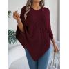 meilun Twisted-Knit Oversized Cape Sweater Elegant Casual Solid-Color Jacket(Wine)